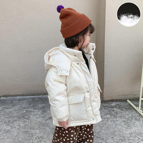 Children's Short Down Jacket Thickened Hat 90 White Duck Down
